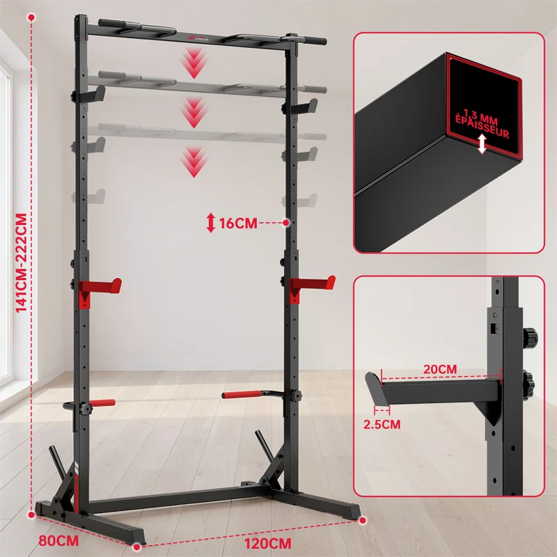 Squat Demi-Rack avec Barre de Traction