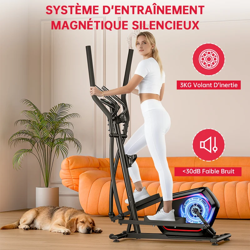 Vélo Elliptique E200, Résistance Magnétique à 16 Niveaux