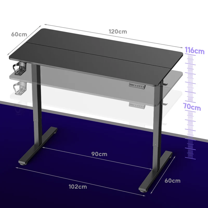 Bureau Électrique Debout Réglable en Hauteur, 120x60cm