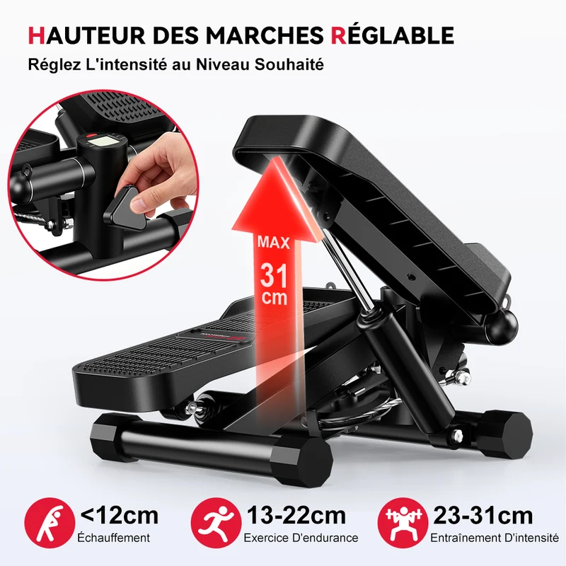 Mini Stepper Hydraulique avec Bandes de Résistance
