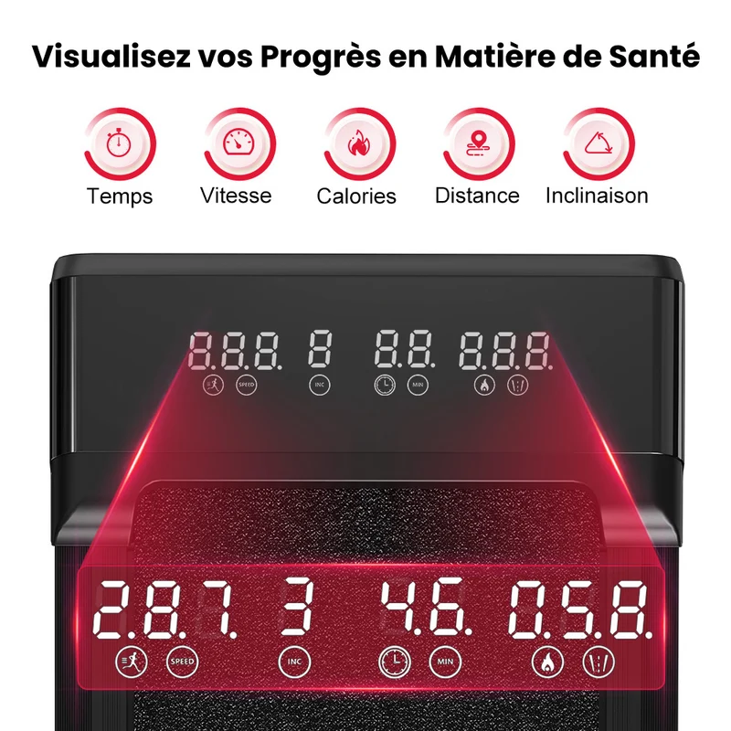 Tapis de Course Y1 avec Inclinaison Automatique de 0 à 12%, Vitesse de 1-10KM/H