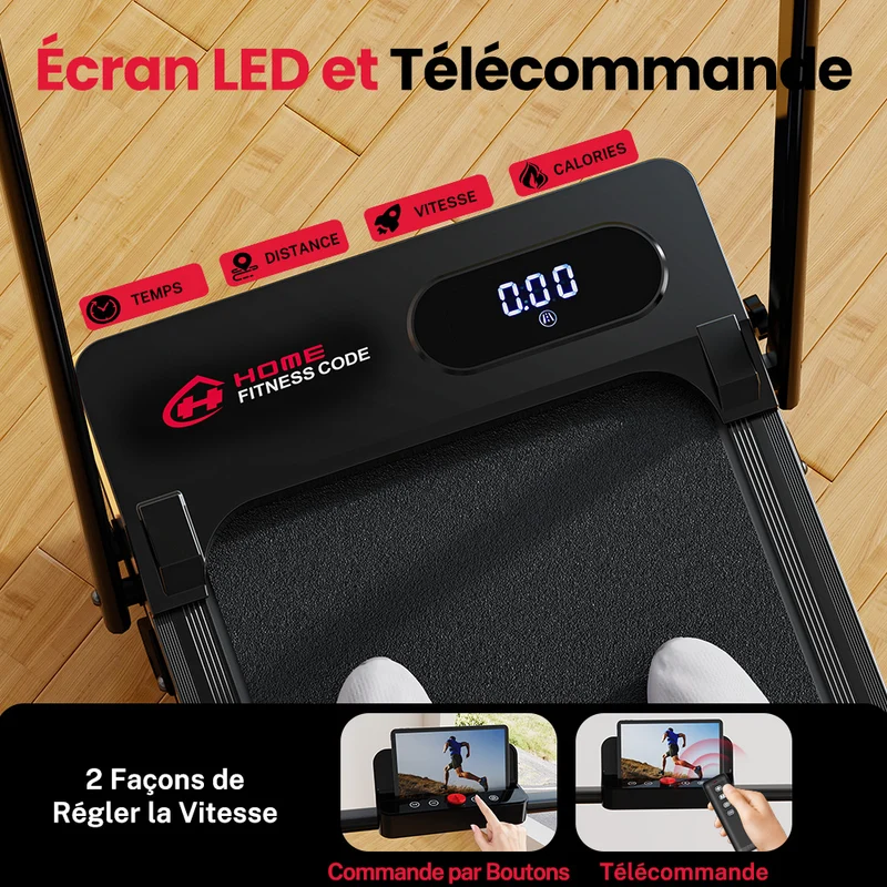 Tapis de Course Pliant T7, Vitesse 1-6KM/H, 5% Inclinaison Manuelle