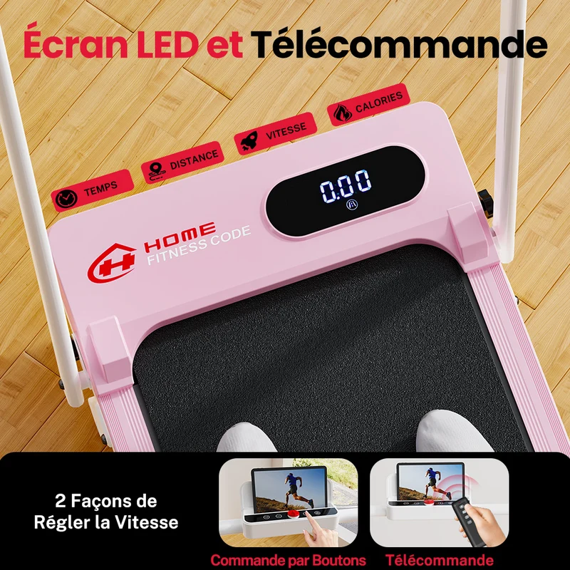 Tapis de Course Pliant T7, Vitesse 1-6KM/H, 5% Inclinaison Manuelle