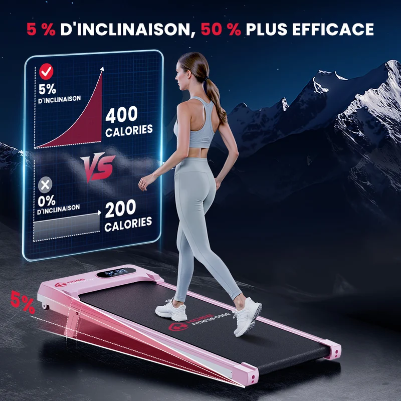 Tapis de Course T7, Vitesse 1-6KM/H, 5% Inclinaison Manuelle