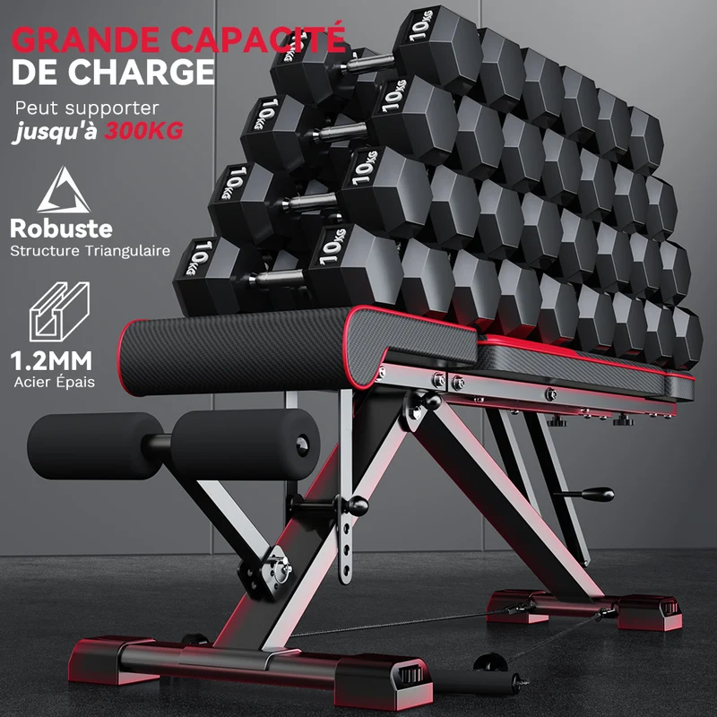 Banc de Musculation Pliable C1, Réglages Multiples