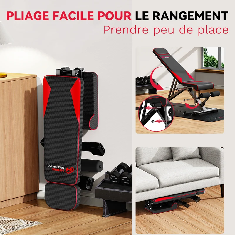 Banc de Musculation Pliable C1, Réglages Multiples