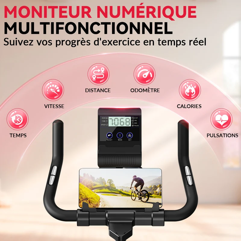 Vélo D'exercice Stationnaire D1, Volant 8 kg/10 kg