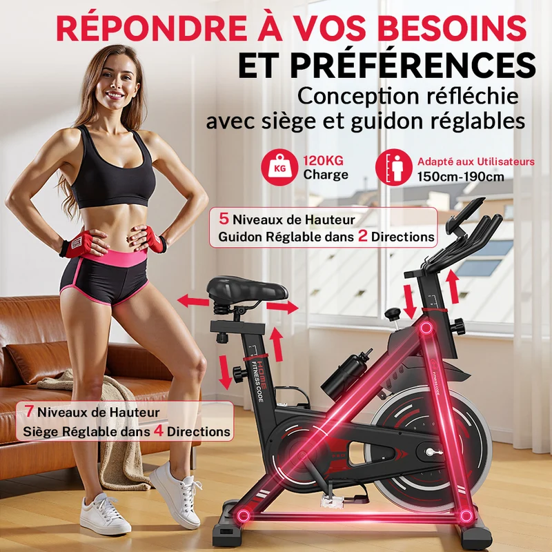 Vélo D'exercice Stationnaire D1, Volant 8 kg/10 kg