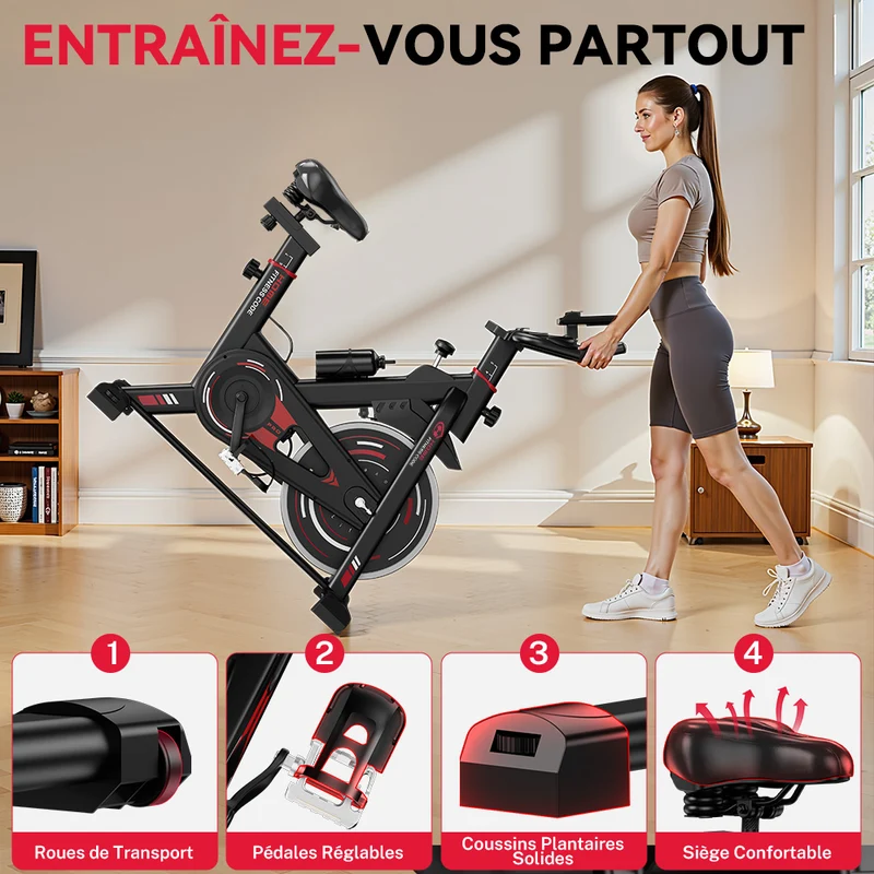 Vélo D'exercice Stationnaire D1, Volant 8 kg/10 kg