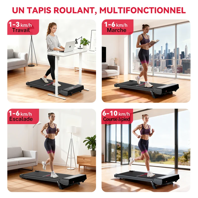 Tapis de Course C1, Vitesse 1-10KM/H, 5% Inclinaison Manuelle