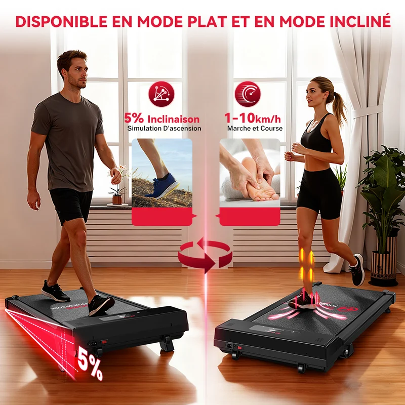 Tapis de Course C1, Vitesse 1-10KM/H, 5% Inclinaison Manuelle