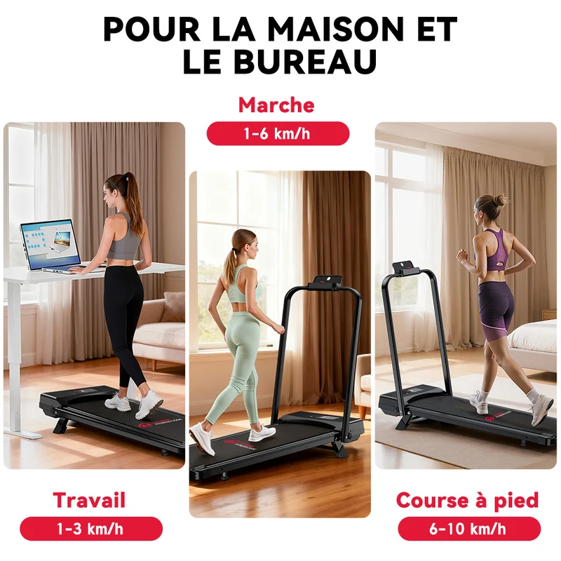 Tapis de Course Pliant C1, Vitesse 1-10KM/H, 5% Inclinaison Manuelle