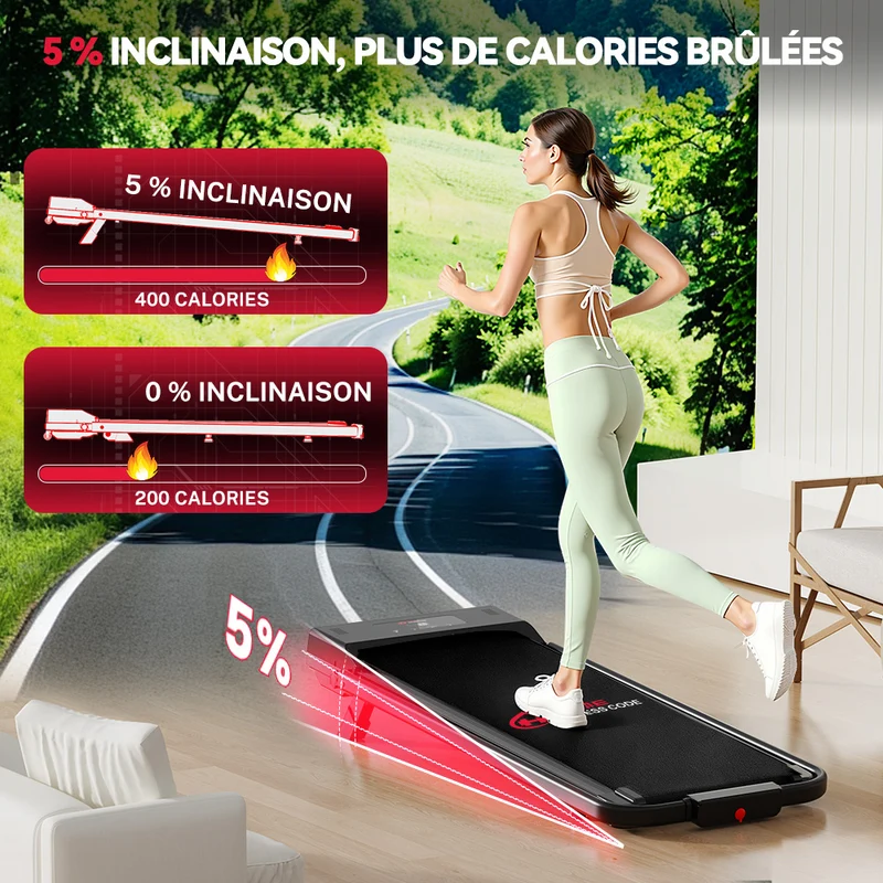 Tapis de Course Pliant C1, Vitesse 1-10KM/H, 5% Inclinaison Manuelle