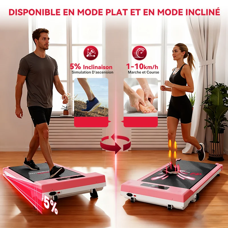 Tapis de Course C1, Vitesse 1-10KM/H, 5% Inclinaison Manuelle