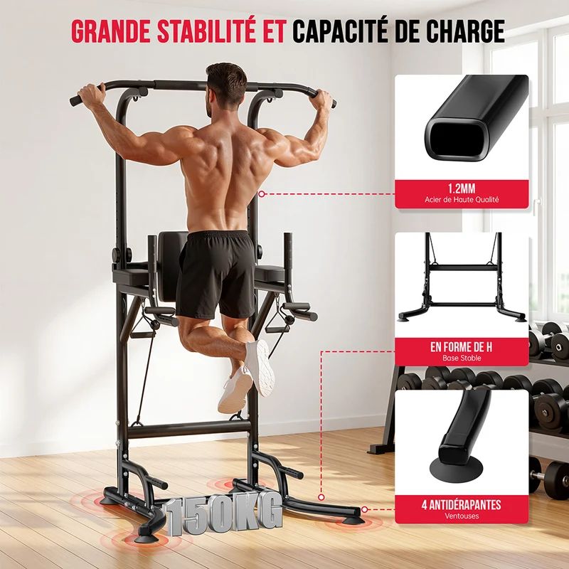Power Tower Dip Station A1, avec Bandes de Résistance