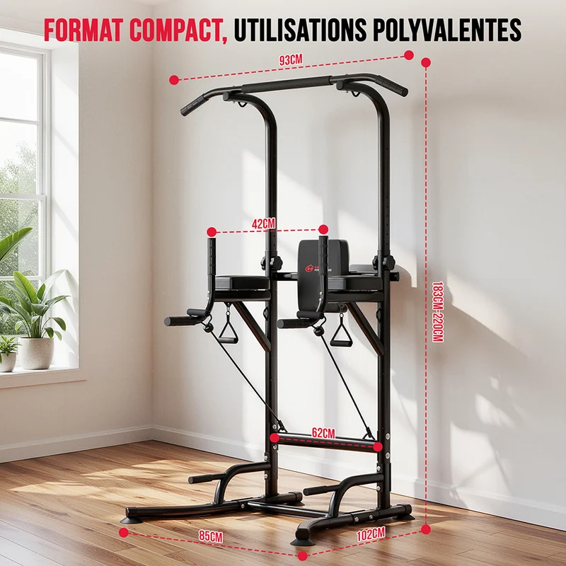 Power Tower Dip Station A1, avec Bandes de Résistance