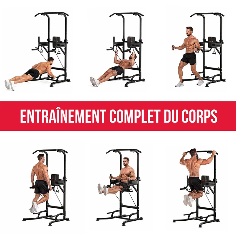 Power Tower Dip Station A1, avec Bandes de Résistance