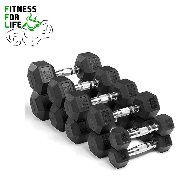 340 lb HEX Dumbbells set + Rack