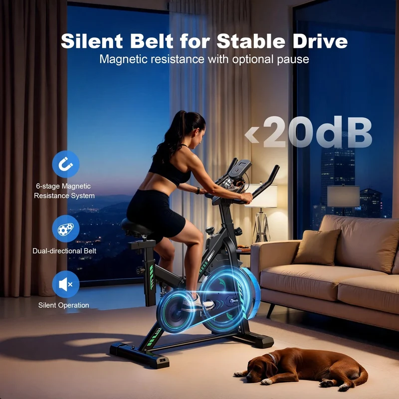 Exercise Bike QK118 with APP & Bluetooth, Adjustable Magnetic Resistance Stationary Bikes
