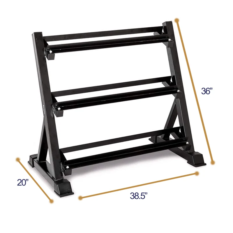 3-Tier Dumbbell Rack Multilevel Storage (10-12 pairs)