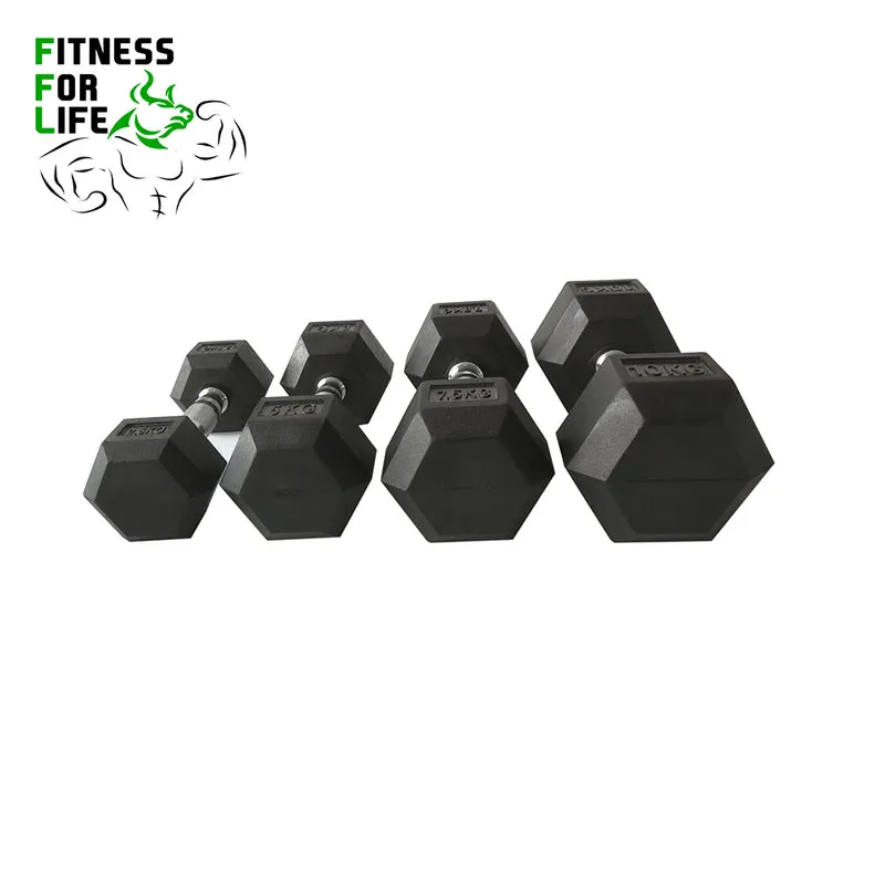 370 lb HEX dumbbells set + rack