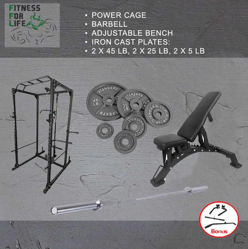 Power Rack Lat Pulldown Bundle (Metal plates)