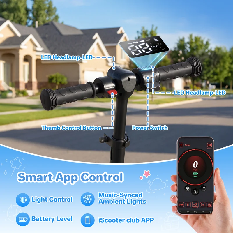 iScooter iK7 2-in-1 Kids E-Scooter with Removable Seat & Basket