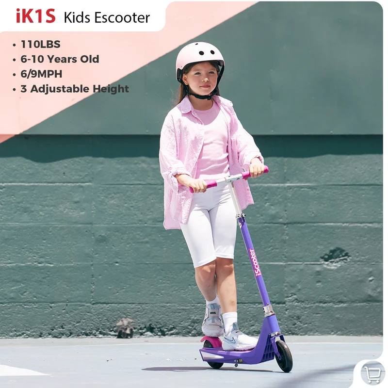 iScooter iK1S Kids Electric Scooter with Colorful Flashing Wheels