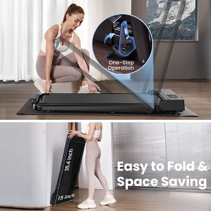 JT51 2-in-1 Folding Treadmill with Handrails