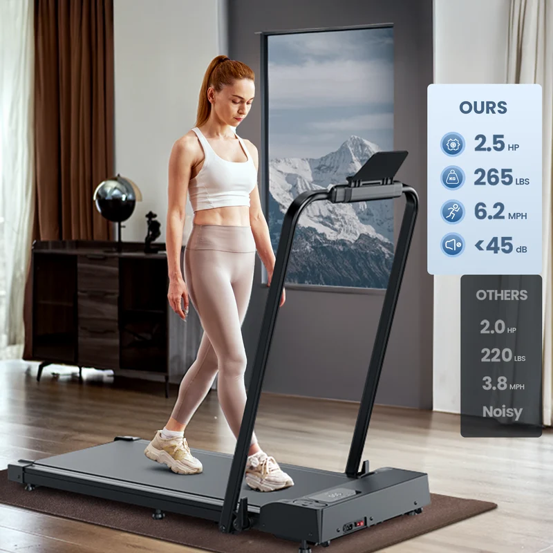 JT51 2-in-1 Folding Treadmill with Handrails