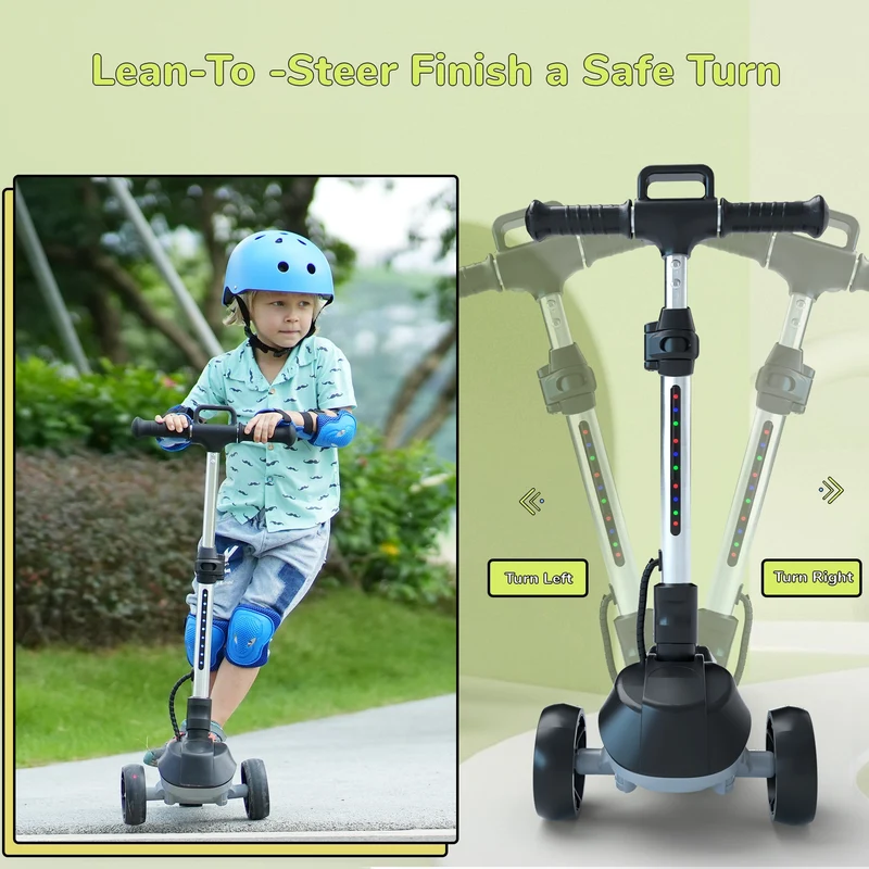 iScooter iK2 Height Adjustable Kids Electric Scooter with Flashing Wheels