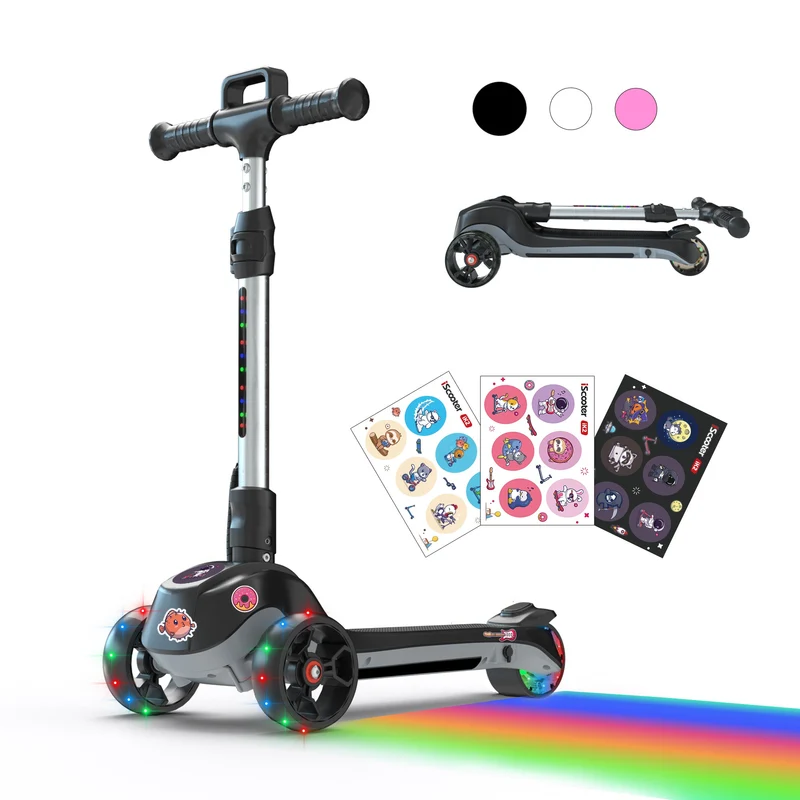 iScooter iK2 Height Adjustable Kids Electric Scooter with Flashing Wheels