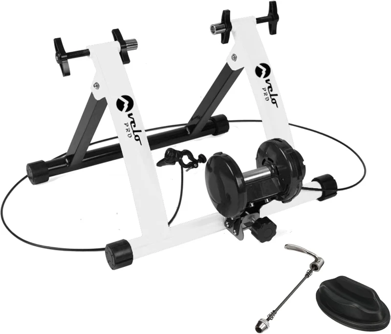 Support d'Entraînement pour Vélo à Résistance Magnétique avec Tapis - Blanc