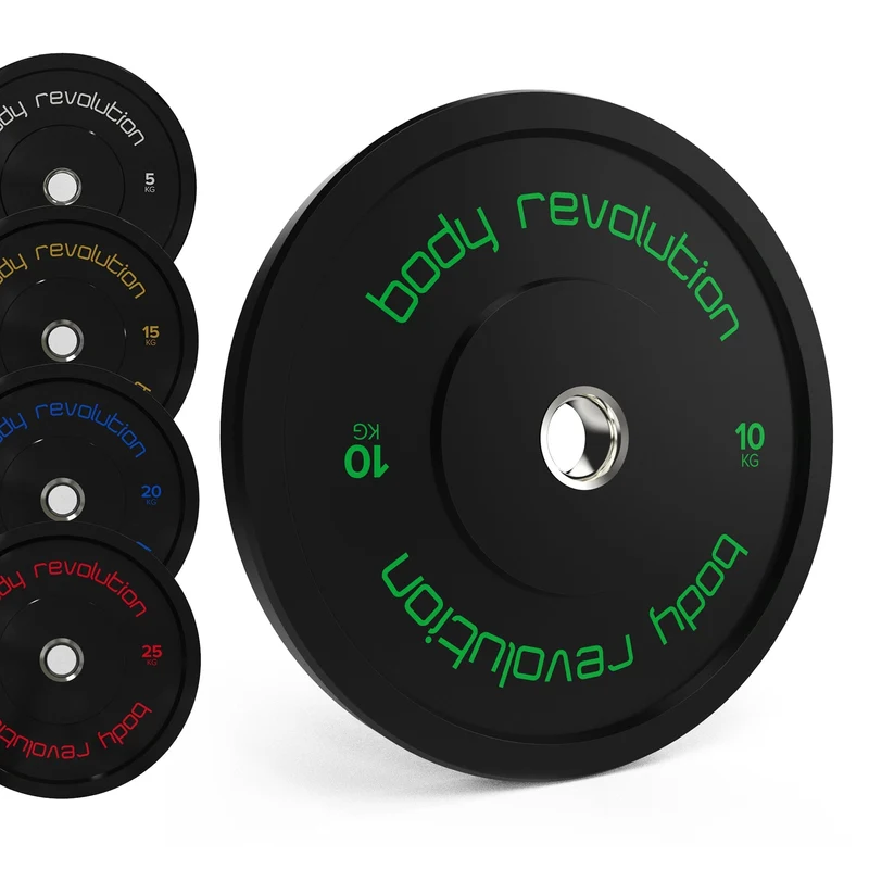 Lot de 4 Disques Olympiques Bumpers - 30 kg (2 x 5 kg, 2 x 10 kg)