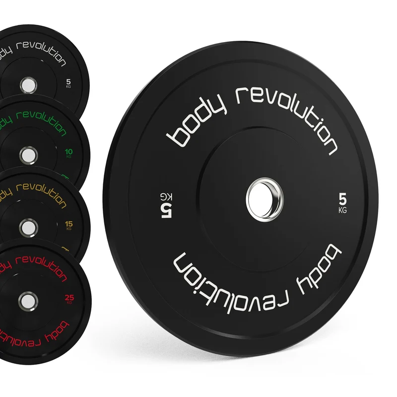 Lot de 6 Disques Olympiques Bumpers - 80 kg (2 x 5 kg, 2 x 15 kg, 2 x 20 kg)