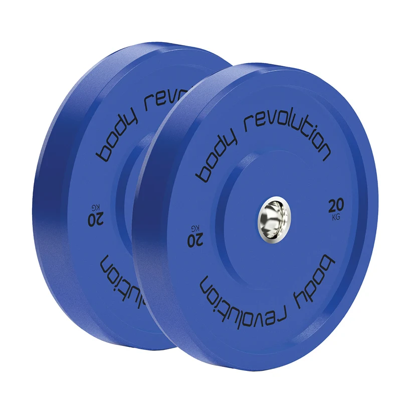 Lot de 8 Disques Olympiques Bumpers - 100 kg (2 x 5 kg, 2 x 10 kg, 2 x 15 kg, 2 x 20 kg)