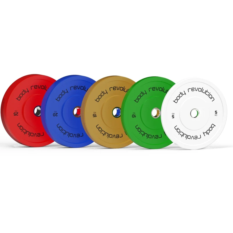 Lot de 6 Disques Olympiques Bumpers - 80 kg (2 x 5 kg, 2 x 15 kg, 2 x 20 kg)