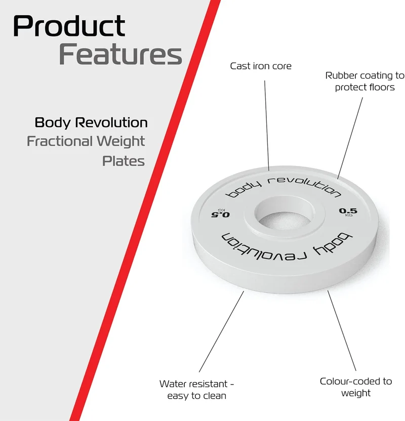 2 Disques de Musculation Fractionnés de 1 kg (2 x 0,5 kg)
