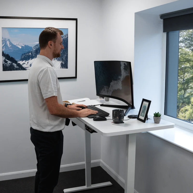 Bureau Assis-Debout Électrique Avec Tiroir (120 x 60 cm)