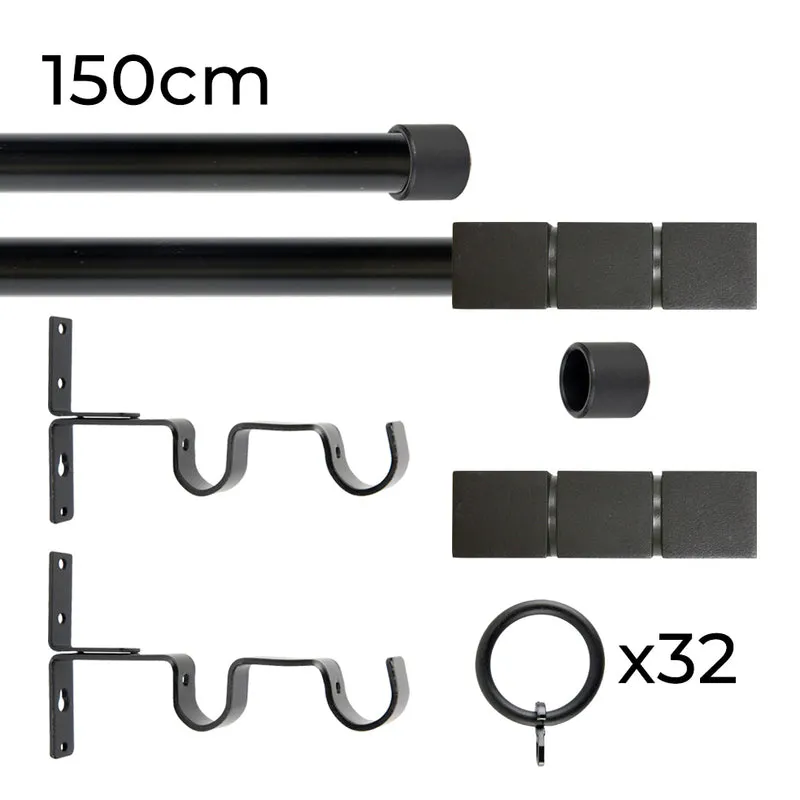 Tringle à rideau double Ø22mm Cerceaux Avec anneaux Installation au mur