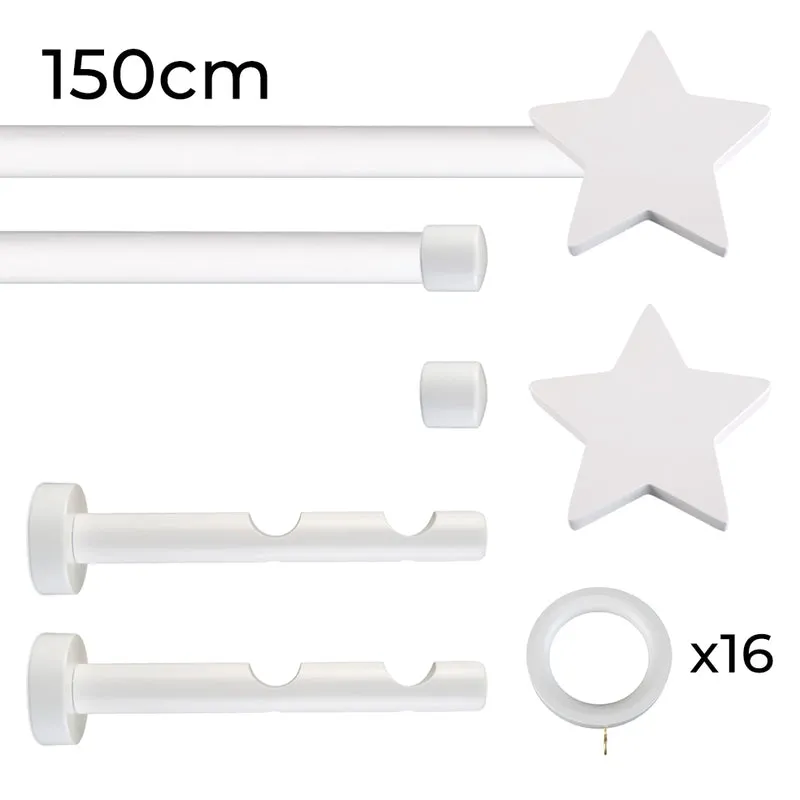 Tringle à rideau double Ø22mm Étoile Avec anneaux Installation au mur