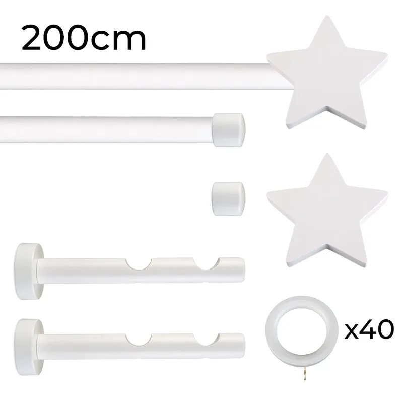 Tringle à rideau double Ø22mm Étoile Avec anneaux Installation au mur