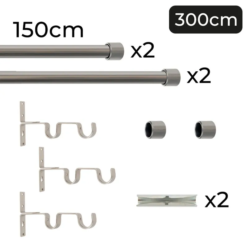 Tringle à rideau double Ø22mm Bouchon Installation au mur