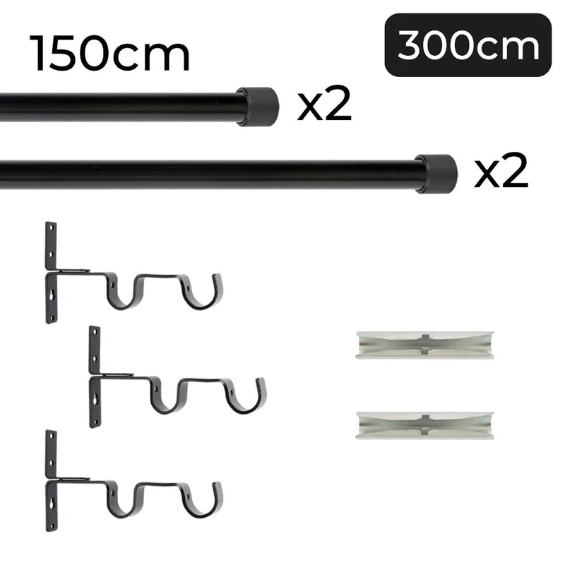 Tringle à rideau double Ø22mm Bouchon Installation au plafond