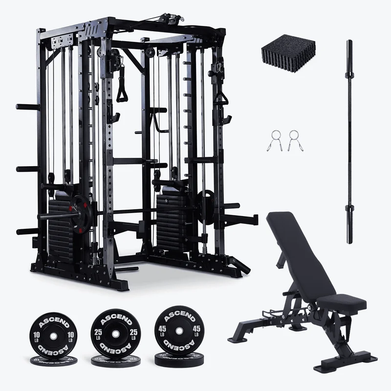 Multi-Function Smith Machine Bundles with Bumper Plates