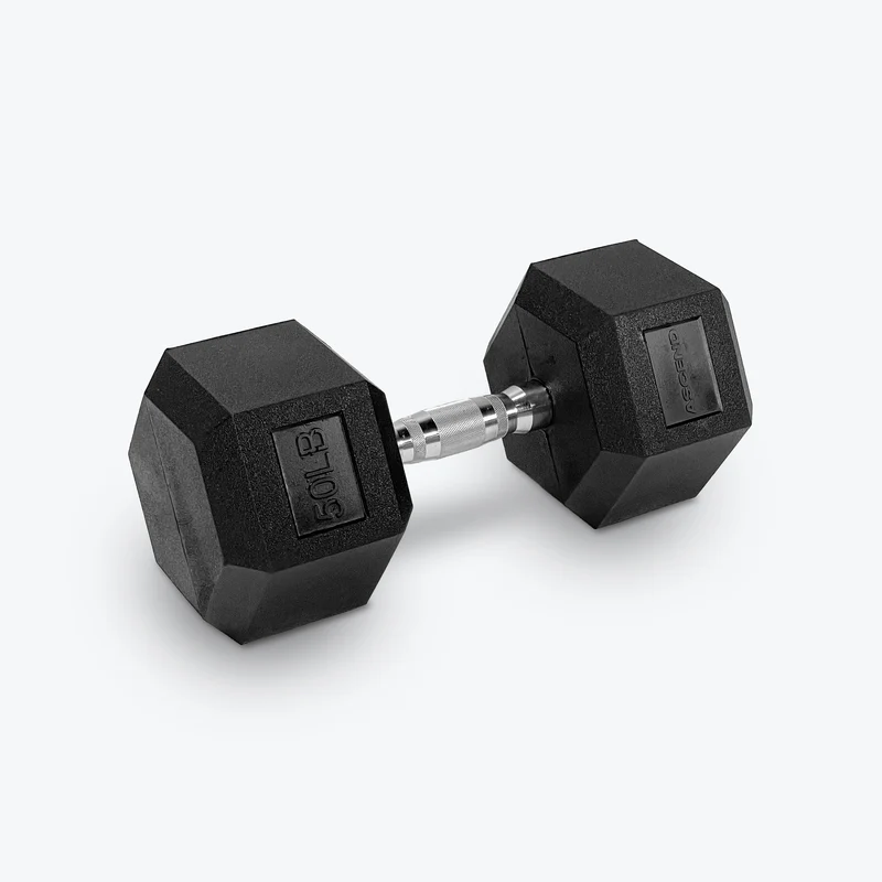 Ascend Rubber Hex Dumbbells - Pairs (5 to 80 lb)