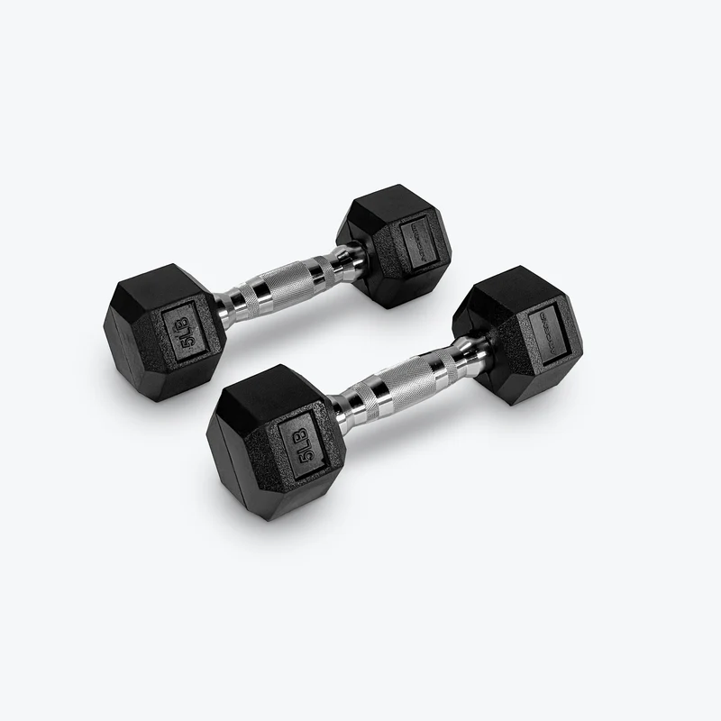 Ascend Rubber Hex Dumbbells - Pairs (5 to 80 lb)