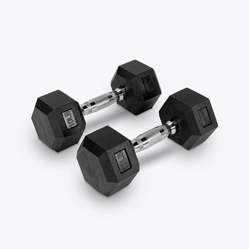 Ascend Rubber Hex Dumbbells - Pairs (5 to 80 lb)