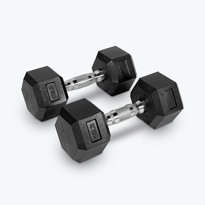 Ascend Rubber Hex Dumbbells - Pairs (5 to 80 lb)