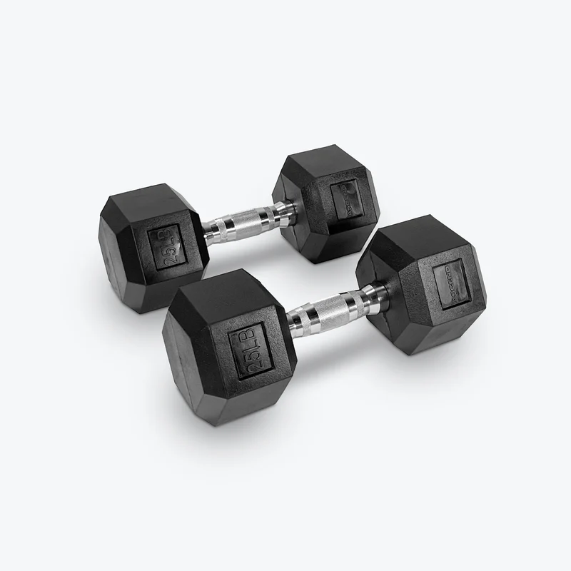 Ascend Rubber Hex Dumbbells - Pairs (5 to 80 lb)